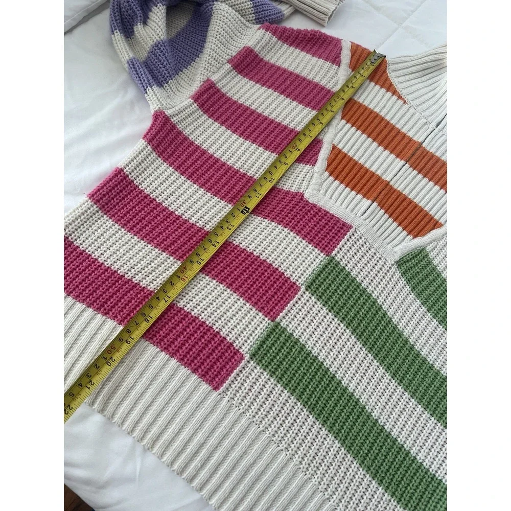 Sincerely Jules Striped 90s‎ Y2K Retro Knit 1/4 Zip Up Multicolor Sweater Sz S/M